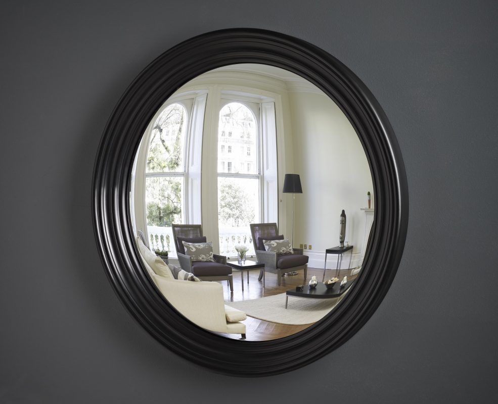 Large Roma convex mirror in waxed black finish image