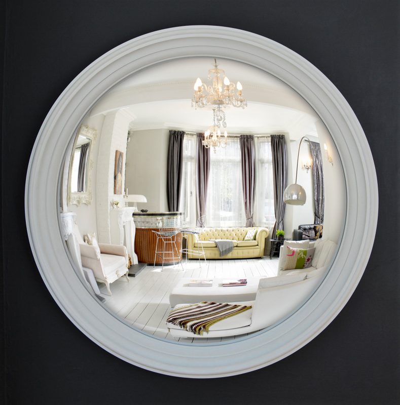 Large Lucca Decorative Convex Mirror in off white finish image