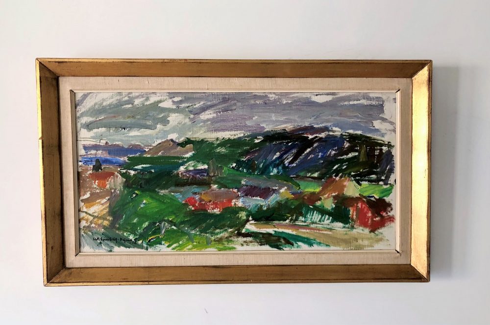 Swedish vintage abstract landscape oil painting image
