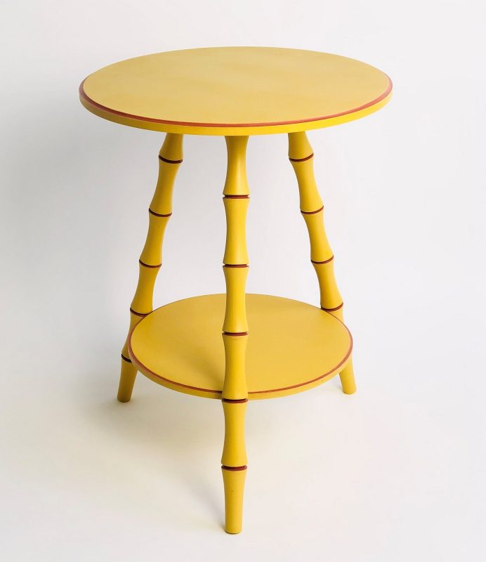 bamboo side table in yellow painted finish image