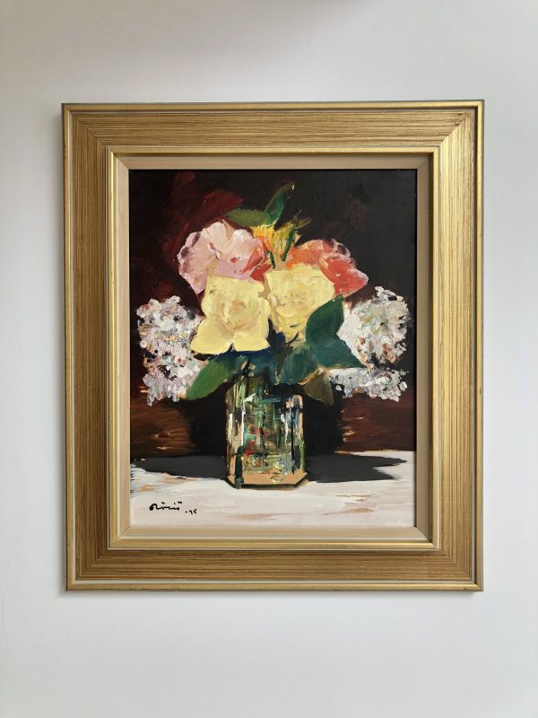 Swedish floral still life oil painting on canvas