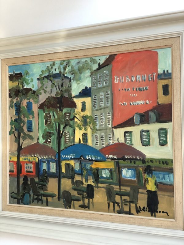Parisian cafe scene oil painting