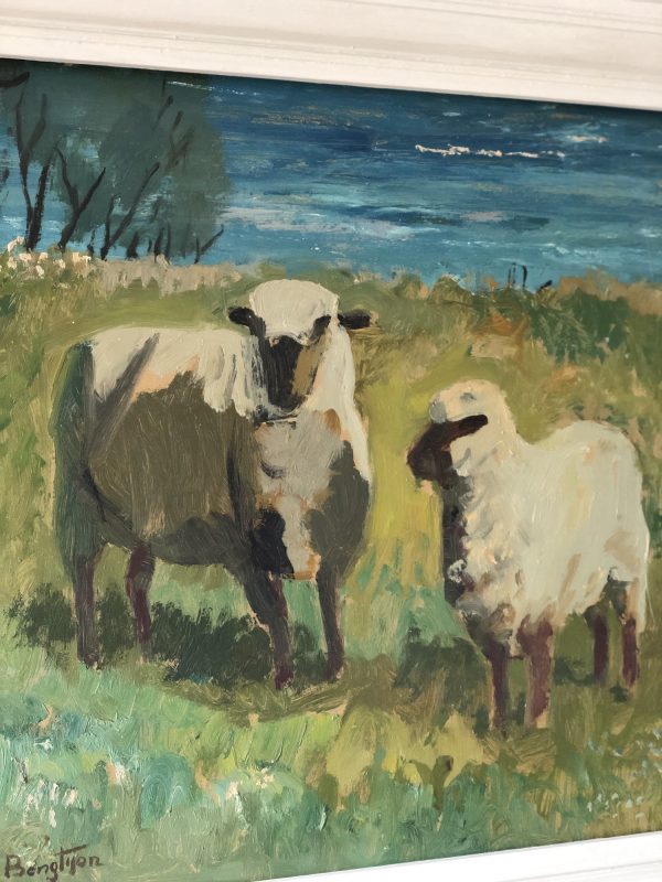 pair of sheep in a field Swedish painting